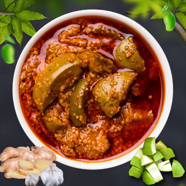 Avakaya Mango Pickle with Ginger & Garlic
