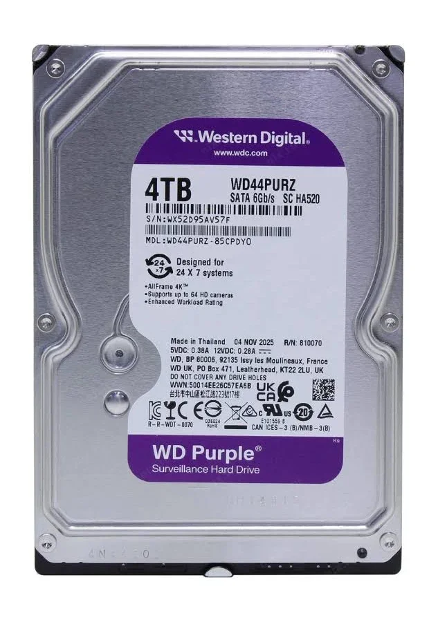 WD Surveillance Hard Disk 4TB Purple SATA 3.5 Inch