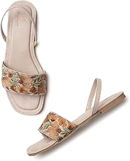 Marc Loire Women's Pair of Embroidered & Embellished Flat Fashion Sandals