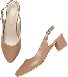 Marc Loire Women's Pointed Toe Block Heel Pumps for Office, Party and Formal Occasions