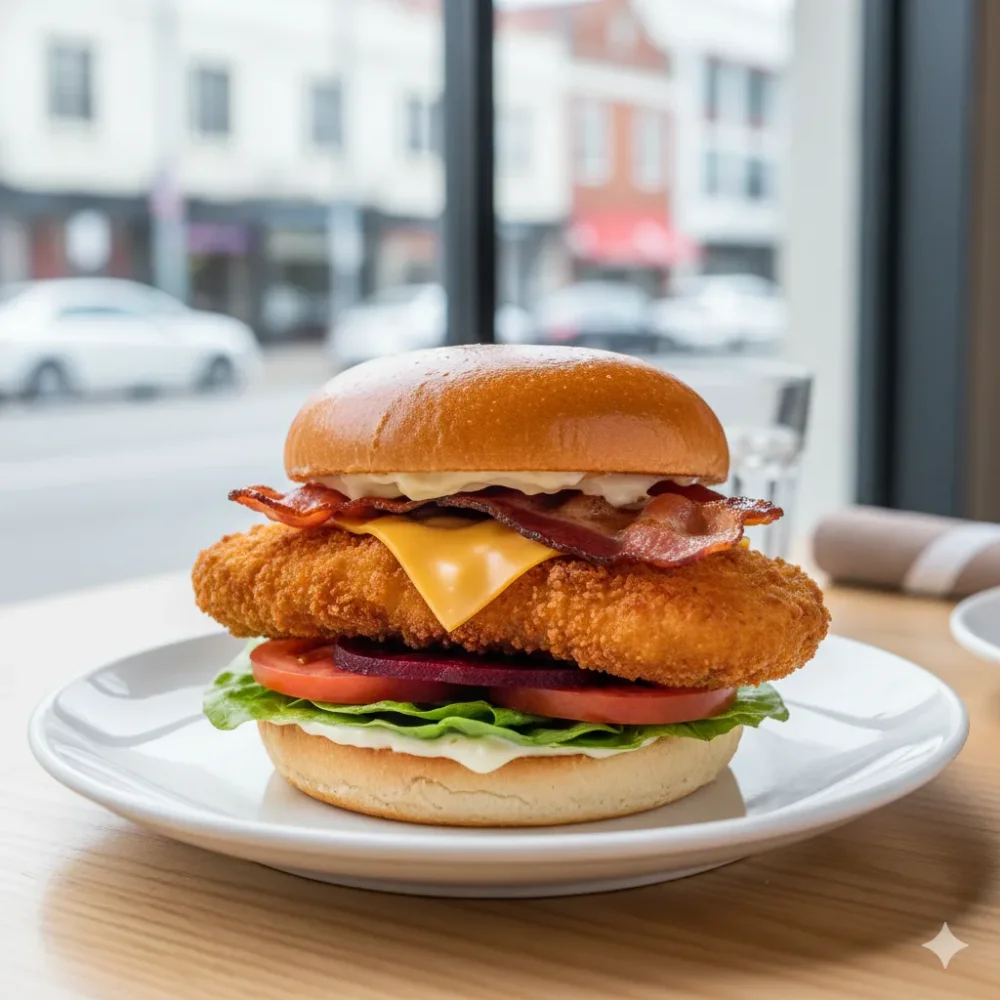 Chicken Burger with Bacon & Cheese